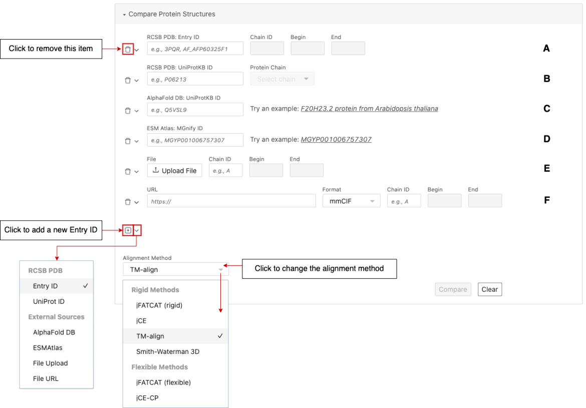 Figure 1: The Structure Alignment Tool interface and options. 